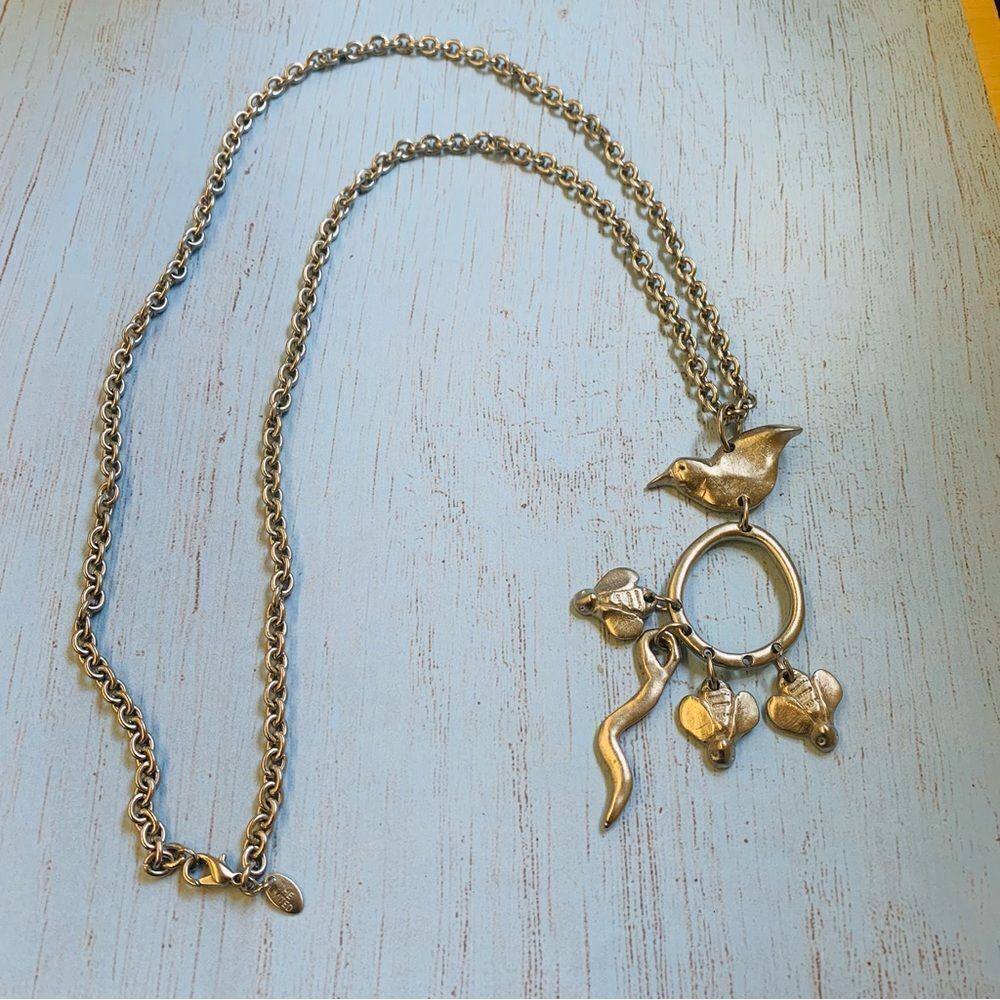 The Limited SilverโLongโ Bird Bee CharmโNecklace